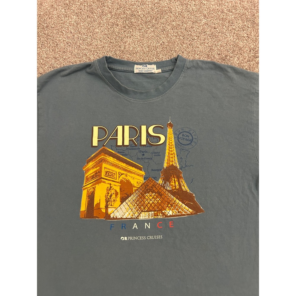 Princess Cruises Paris France T Shirt Unisex Medium Blue Excellent Graphic Tee